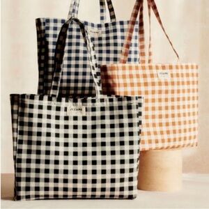 Sezane Vichy Black white Checkered Tote NEW